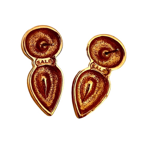 Vintage Swarovski Crystal SAL Gold Plated Earrings Black & Clear Crystals EUC - Picture 4 of 11